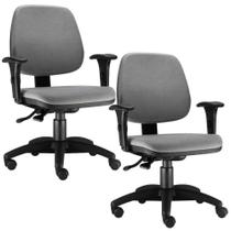 Kit 02 Cadeiras Giratória Job L02 Executiva Ergonomica Crepe Cinza - Lyam Decor Kit 02 Cadeiras Giratória Job L02 Executiva Ergonomica Crepe Cinza - Lyam Decor