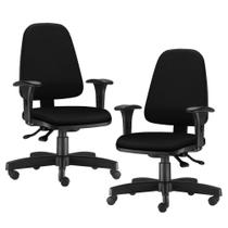 Kit 02 Cadeiras Giratória Sky Diretor Executiva Crepe Preto - Lyam Decor