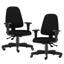 Kit 02 Cadeiras Giratória Sky L02 Diretor Executiva Material Sintético Preto - Lyam Decor