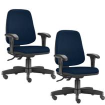 Kit 02 Cadeiras Giratórias Job Diretor Executiva Suede Azul Marinho - Lyam Decor