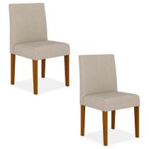 Kit 02 Cadeiras Haia Wood Cinamomo/linho Bege - Moveis Arapongas - A Móveis Arapongas