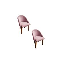 Kit 02 Cadeiras jantar Meia Lua Veludo Rosê - Montanaris Decor