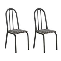 Kit 02 Cadeiras Jantar Reforçada Pés Metal Tampo Listrado