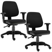 Kit 02 Cadeiras Job L02 Executiva Ergonomica Crepe Preto Kit 02 Cadeiras Job L02 Executiva Ergonomica Crepe Preto