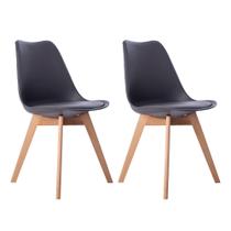 Kit 02 Cadeiras Leda Eames Jantar Cozinha com Assento Estofado Cinza Kit 02 Cadeiras Leda Eames Jantar Cozinha com Assento Estofado Cinza