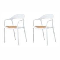 Kit 02 Cadeiras Lia com Braços PP Branco - 76778 Kit 02 Cadeiras Lia com Braços PP Branco - 76778