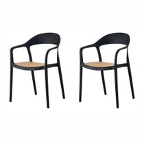 Kit 02 Cadeiras Lia com Braços PP Preto - 76779 Kit 02 Cadeiras Lia com Braços PP Preto - 76779