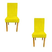 Kit 02 Cadeiras Luxo Mila Sued Amarelo - D'Classe Decor