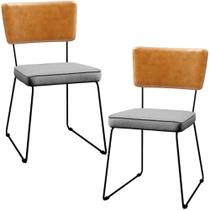 Kit 02 Cadeiras material sintético Whisky Linho Cinza