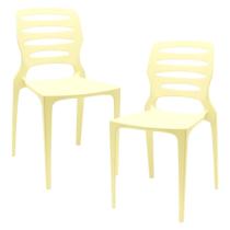 Kit 02 Cadeiras Para Cozinha Área Gourmet Jardim Empilhável Larsen P03 Amarelo - Lyam Decor Kit 02 Cadeiras Para Cozinha Área Gourmet Jardim Empilhável Larsen P03 Amarelo - Lyam Decor