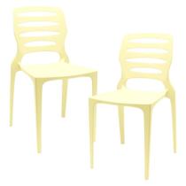 Kit 02 Cadeiras Para Cozinha Área Gourmet Jardim Empilhável Larsen P03 Amarelo - Lyam Decor