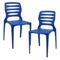 Kit 02 Cadeiras Para Cozinha Área Gourmet Jardim Empilhável Larsen P03 Azul - Lyam Decor