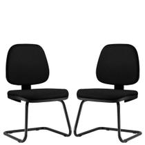 Kit 02 Cadeiras Para Escritório Job L02 Fixa Crepe Preto - Lyam Decor