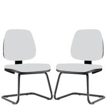 Kit 02 Cadeiras Para Escritório Job L02 Fixa Material Sintético Branco - Lyam Decor