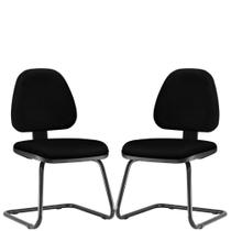 Kit 02 Cadeiras Para Escritório Sky Fixa Crepe Preto - Lyam Decor