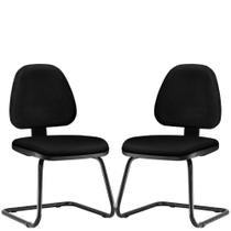 Kit 02 Cadeiras Para Escritório Sky L02 Fixa Material Sintético Preto - Lyam Decor