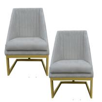 Kit 02 Cadeiras Para Sala De Jantar Ana Base de ferro Suede Bege - D'Classe Decor