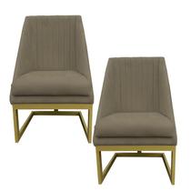 Kit 02 Cadeiras Para Sala De Jantar Ana Base de ferro Suede Marrom Rato - D'Classe Decor