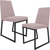 Kit 02 Cadeiras Para Sala De Jantar Base Aço Industrial Preto Dafne L02 Suede Rosê - Lyam Decor Kit 02 Cadeiras Para Sala De Jantar Base Aço Industrial Preto Dafne L02 Suede Rosê - Lyam Decor