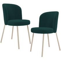 Kit 02 Cadeiras Para Sala de Jantar Cozinha Estofada Gavi Arena L02 Bouclê Verde - Lyam Decor