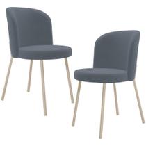 Kit 02 Cadeiras Para Sala De Jantar Cozinha Estofada Gavi Arena L02 Suede Cinza - Lyam Decor