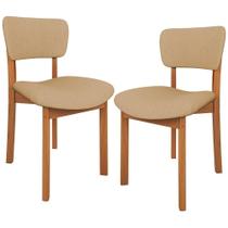 Kit 02 Cadeiras Para Sala De Jantar Cozinha Living Estofada Dara L02 Linho Bege Escuro - Lyam Decor