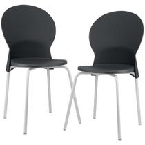 Kit 02 Cadeiras Para Sala De Jantar Cozinha Mond F02 Base Aço Branco Preto - Lyam Decor Kit 02 Cadeiras Para Sala De Jantar Cozinha Mond F02 Base Aço Branco Preto - Lyam Decor