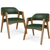 Kit 02 Cadeiras Para Sala de Jantar e Estar Living Estofada Suran L02 material sintético Verde Musgo - Lyam