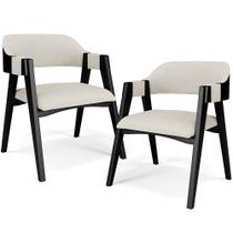 Kit 02 Cadeiras Para Sala de Jantar e Estar Living Estofada Suran L02 Preto Linho Champagne - Lyam