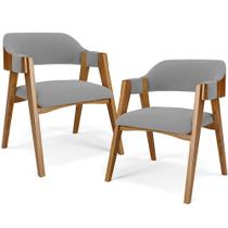 Kit 02 Cadeiras Para Sala de Jantar e Estar Living Estofada Suran L02 Suede Cinza - Lyam
