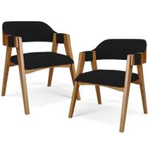 Kit 02 Cadeiras Para Sala De Jantar E Estar Living Estofada Suran L02 Suede Preto - Lyam Kit 02 Cadeiras Para Sala De Jantar E Estar Living Estofada Suran L02 Suede Preto - Lyam