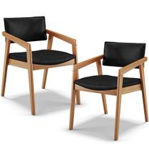 Kit 02 Cadeiras Para Sala de Jantar Estar Living Giorgia B04 Tecido Sintético Preto Brilho - Lyam Decor