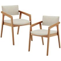 Kit 02 Cadeiras Para Sala de Jantar Estar Living Giorgia L02 Linho Champagne - Lyam Decor