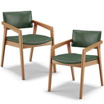 Kit 02 Cadeiras Para Sala de Jantar Estar Living Giorgia L02 material sintético Verde Musgo - Lyam Decor Kit 02 Cadeiras Para Sala de Jantar Estar Living Giorgia L02 material sintético Verde Musgo - Lyam Decor