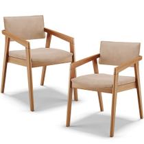 Kit 02 Cadeiras Para Sala de Jantar Estar Living Giorgia L02 Suede Bege - Lyam Decor