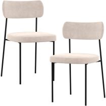 Kit 02 Cadeiras Para Sala De Jantar L02 Suede Bege