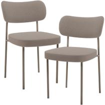 Kit 02 Cadeiras Para Sala De Jantar Melina Base Arena L02 Bouclê Bege - Lyam Decor
