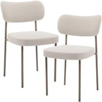 Kit 02 Cadeiras Para Sala De Jantar Melina Base Arena L02 Bouclê Cru - Lyam Decor