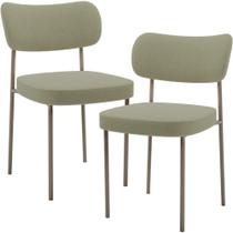 Kit 02 Cadeiras Para Sala De Jantar Melina Base Arena L02 Bouclê Oliva - Lyam Decor
