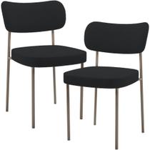 Kit 02 Cadeiras Para Sala De Jantar Melina Base Arena L02 Bouclê Preto - Lyam Decor Kit 02 Cadeiras Para Sala De Jantar Melina Base Arena L02 Bouclê Preto - Lyam Decor