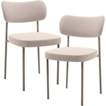 Kit 02 Cadeiras Para Sala De Jantar Melina Base Arena L02 Suede Bege - Lyam Decor Kit 02 Cadeiras Para Sala De Jantar Melina Base Arena L02 Suede Bege - Lyam Decor