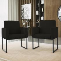Kit 02 Cadeiras Poltrona Decorativa Sala Quarto Base Preto Kit 02 Cadeiras Poltrona Decorativa Sala Quarto Base Preto