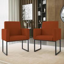 Kit 02 Cadeiras Poltrona Decorativa Sala Quarto Base Preto