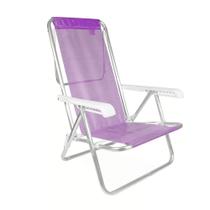 Kit 02 Cadeiras Reclináveis Lilás/Azul + Carrinho de Praia Vira mesa Mor