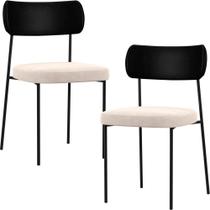 Kit 02 Cadeiras Sala De Jantar L02 Preto Suede Bege Kit 02 Cadeiras Sala De Jantar L02 Preto Suede Bege