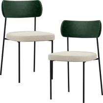 Kit 02 Cadeiras Sala De Jantar L02 Verde Musgo Champagne