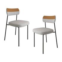 Kit 02 Cadeiras Sala de Jantar Lila material sintético Whisky Linho Cinza - Desk Design