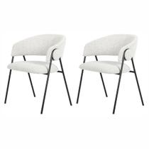 Kit 02 Cadeiras Toulouse Bouclé Cinza Base Preta - 76581