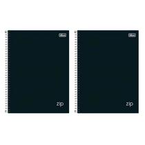 Kit 02 Caderno Espiral Universitário Grande 16 Matérias Zip Preto 256 Folhas 20x 27,5cm Capa Dura Tilibra