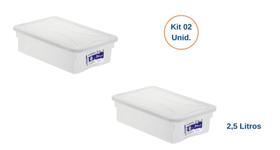 Kit 02 Caixas Organizadora de Geladeira 2,5 Litros c/ Tampa Multiuso Freezer, Microondas-378